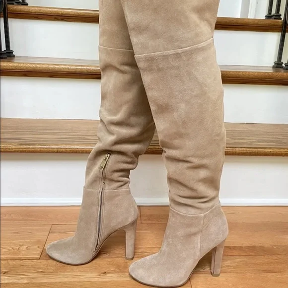 Joie Bentlee Suede Leather Over The Knee Heeled Boots Sz 36B - Picture 6 of 10